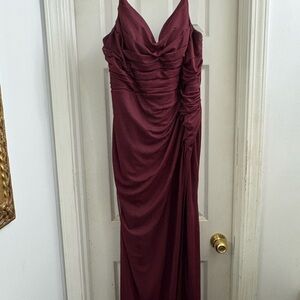 Azazie Strapless Burgundy Dress
